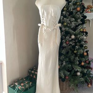 Forever 21 Ivory stain Strapless Maxi Dress